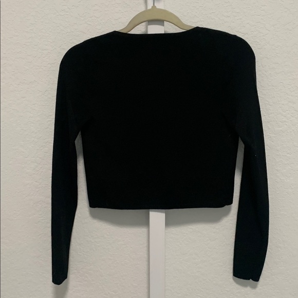 Sunday Best Aritzia Samantha Black Tie Front Cropped Cardigan Sweater Size Small - Picture 4 of 7